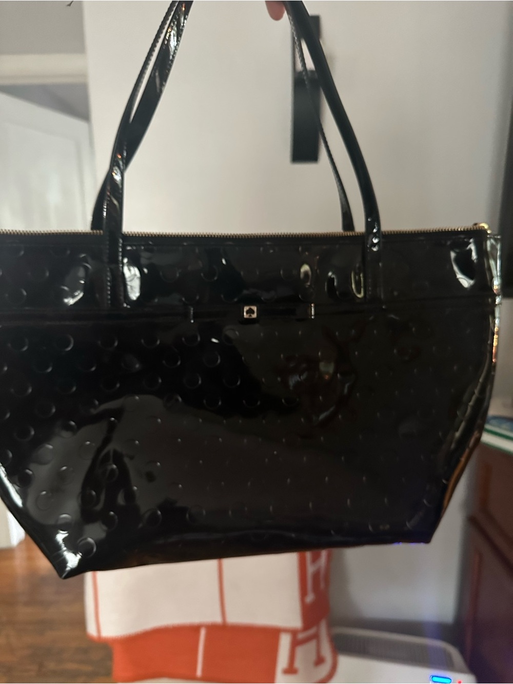 Patent Embossed Tote Bag - Black